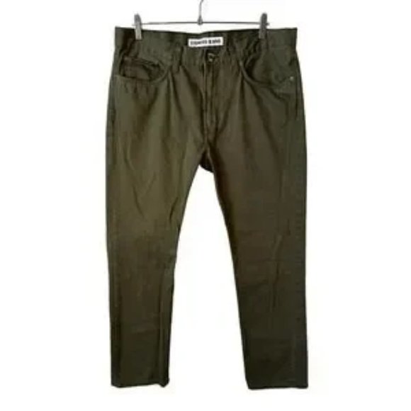 Express Jeans Mens Rocco Slim Fit Skinny Leg Jeans Olive Green Size 36x32 - Picture 1 of 9